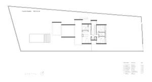 Modern residential architectural floor plan showing first floor layout with bedrooms, bathrooms, and common areas.