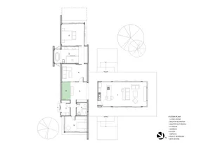 A detailed 2D architectural drawing of a modern living room layout.