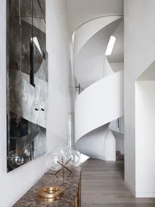 Modern white marble staircase