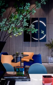 Modern interior design featuring minimalist decor with bright colors and natural light.