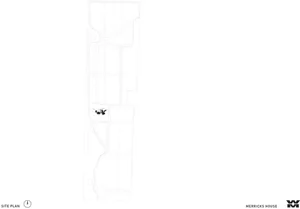 A black and white architectural site plan on white paper