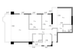 2D architectural drawing of a modern building floor plan with dimensions and labels.
