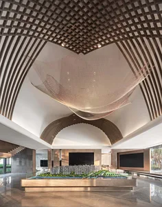 Modern reception area featuring metal and glass elements for contemporary design