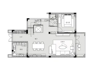 Detailed architectural blueprint of a modern interior space.