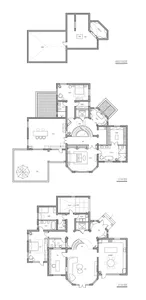 Detailed architectural floor plan of a luxury house, showing the layout of rooms, spaces, and features.