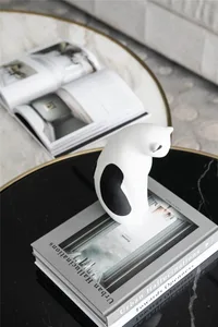 Modern black and white ceramic bookshelf decor