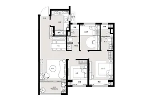 A black and white floor plan of a modern residential house showing the layout of rooms.