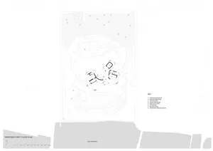 Floor plan of a modern penthouse showing the layout of interior spaces.
