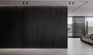 Black stone and concrete minimalist interior design space