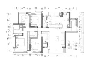 Floor plan with modern architecture in black and white colors.