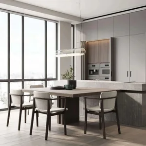 Modern gray marble kitchen dining room