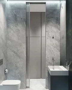 Modern minimalistic bathroom with marble walls and floor