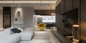 Modern living room featuring sleek, contemporary furniture and minimalist interior design.