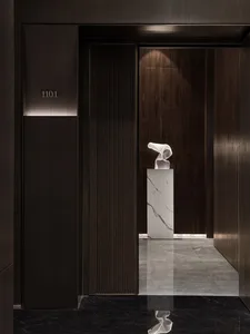 Modern entrance hall with marble and concrete finishes
