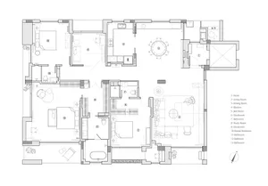 Floor plan of a modern apartment layout