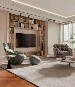 Modern living room featuring a neutral color palette and stylish furniture.