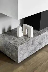 Modern home interior with marble flooring and minimalist design