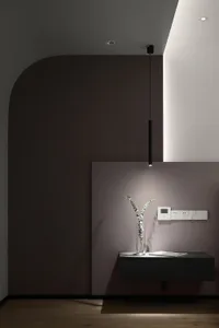 Minimalist bedroom featuring modern materials and sleek design.
