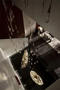 Modern minimalist interior design featuring glass elements.