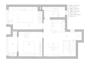 現代住宅平面圖，展示一間兒童房，內有床鋪、書桌與收納空間。