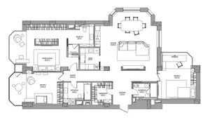 Detailed architectural layout of a residential home with labeled rooms and dimensions.