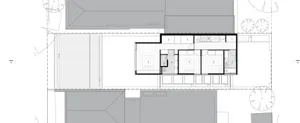 A detailed architectural floor plan featuring modern design elements and layout.