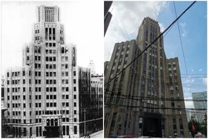 A modern building constructed from sandstone.