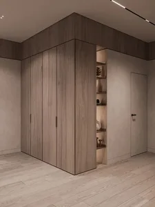 Modern minimalist storage furniture with botanical lighting features
