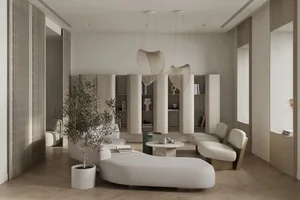 Minimalist living room with modern furniture and neutral color palette