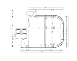 Industrial engineering floor plan depicting steel structures and machinery.