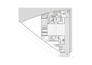 A minimalist architectural floor plan on a white background.