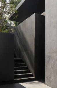 Modern outdoor staircase constructed of concrete.