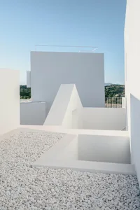 White and concrete architecture with minimalist design