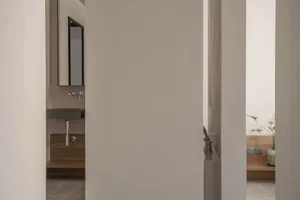 Concrete bathroom interior