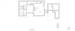 Modern residential floor plan with living, dining, kitchen, bedrooms, bathrooms, and stairs