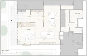 Floor plan of a modern residential living room