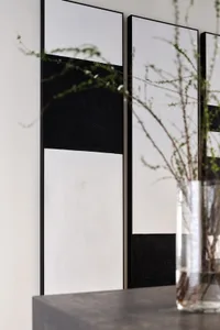 White and black decorative panels in a modern interior design setting