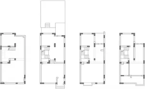 Minimalist residential floor plan depicting layout of rooms and spaces.