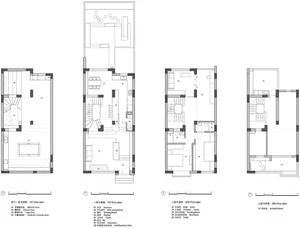 Modern residential floor plan showing various rooms and spaces.