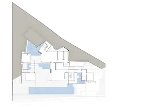 Detailed architectural drawing of a modern staircase made of concrete.