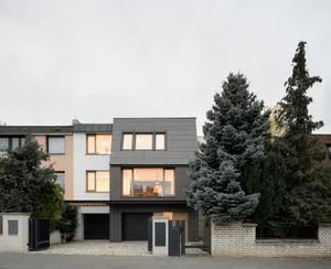 Modern house with metal clad windows and concrete foundation