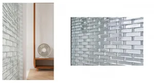 Modern interior design showcasing metallic glass mosaic tiles on a wall