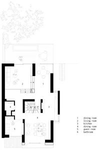 Modern residential floor plan featuring concrete materials.