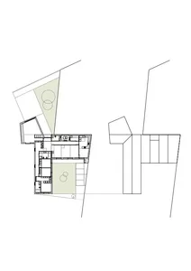 2D architectural floor plan of a modern interior space.