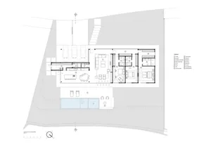 Detailed 2D architectural drawing of a contemporary residential floor plan.