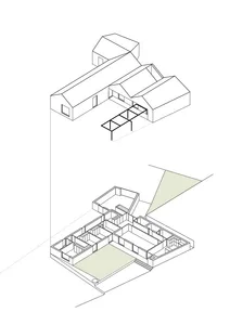 Modern house architectural blueprint made of paper material
