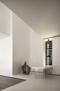 Modern interior design with concrete, glass, and steel elements