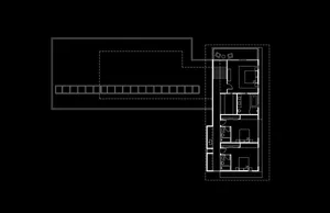 Simplified architectural drawing of a floor plan in black and white.