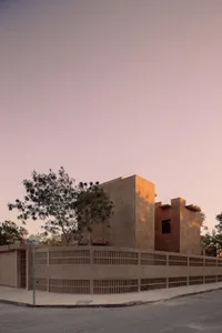 A modern building with a concrete facade