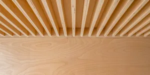 Close-up of wood-paneled interior design showcasing clean, minimalist lines.